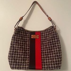 VTG Y2K KATE SPADE MONOGRAM STRIPED HOBO SHOULDER CANVAS OFFICE BAG